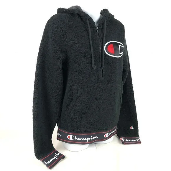 Champion Women's Sherpa Pullover Hoodie Black - Picture 7 of 8
